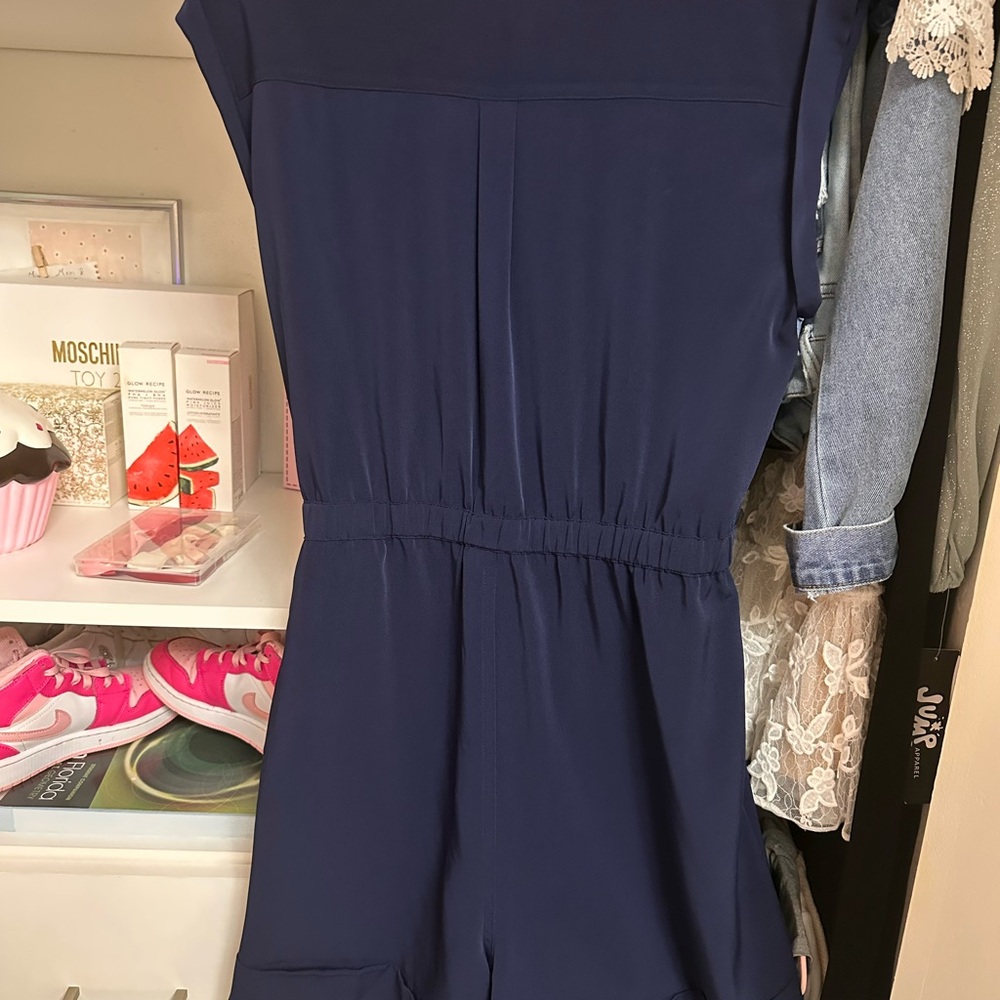 New York & Company Blue Buttoned Tie Front Sundress - Picture 2 of 4